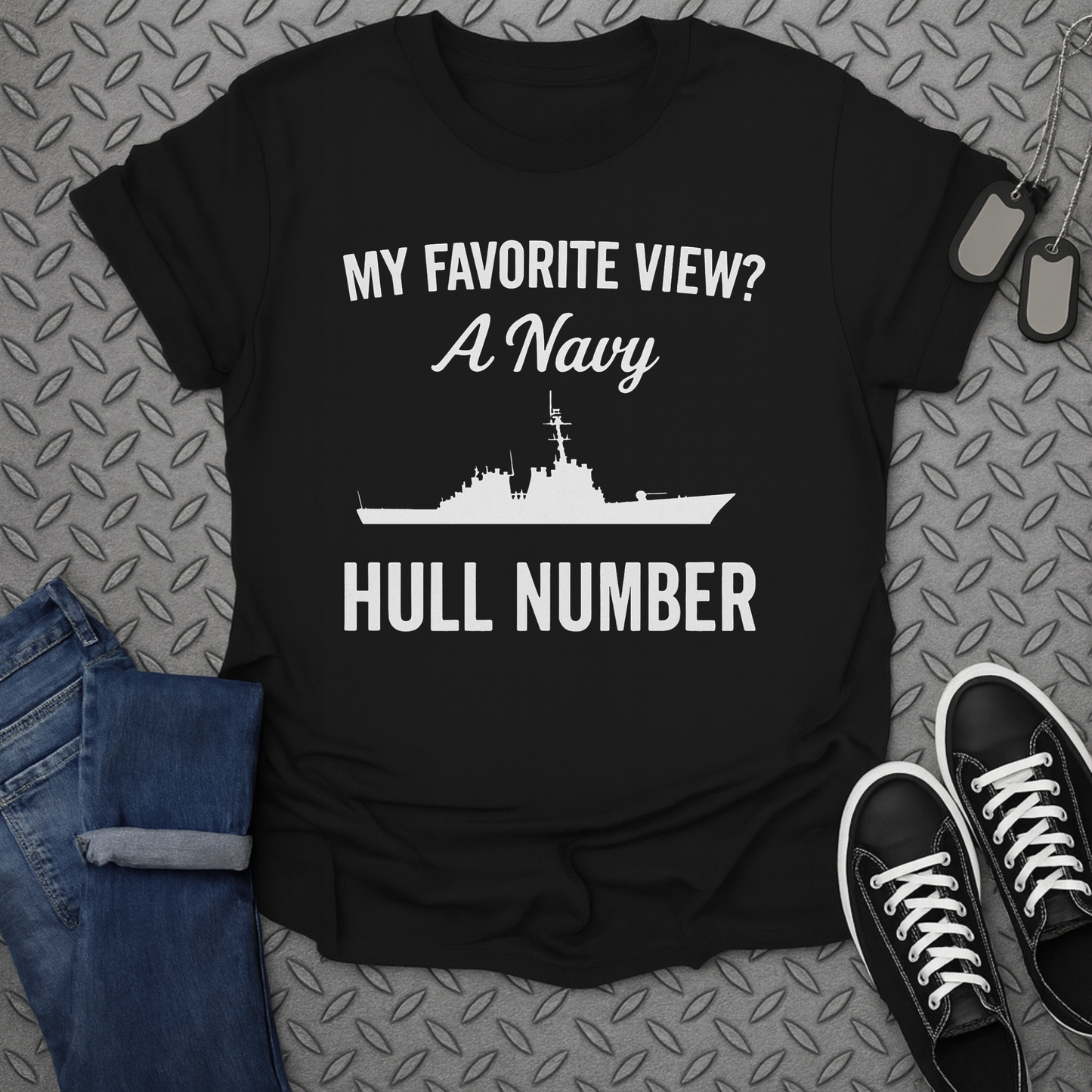 My Favorite View Navy Hull Number Graphic T-shirt