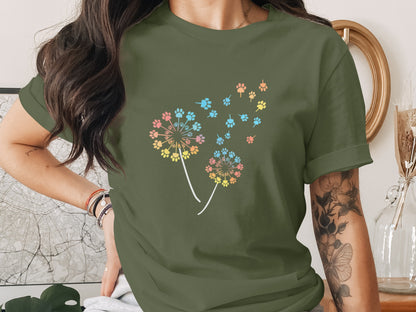 Colorful Paw Print Dandelion Graphic T-Shirt product