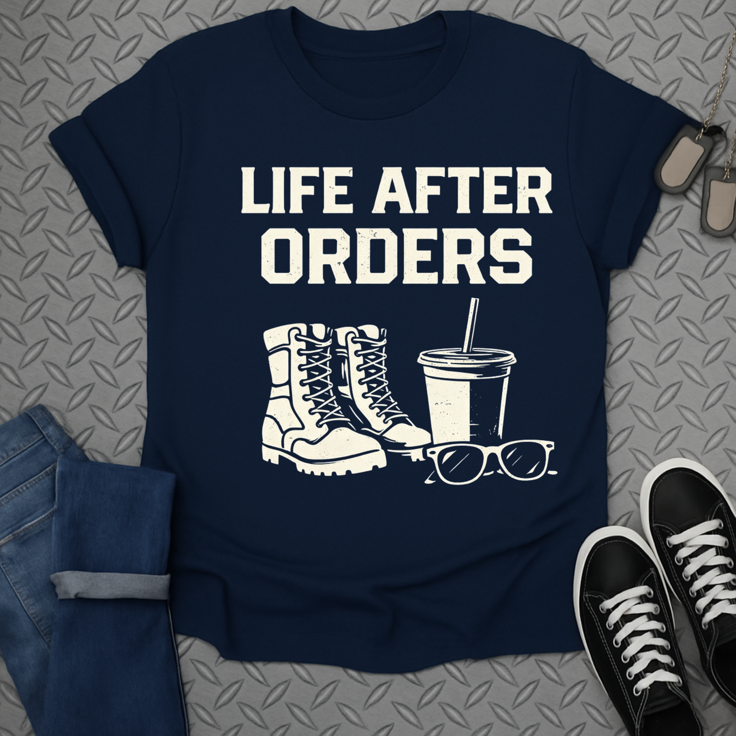 Life After Orders Boots Coffee and Sunglasses Shirt