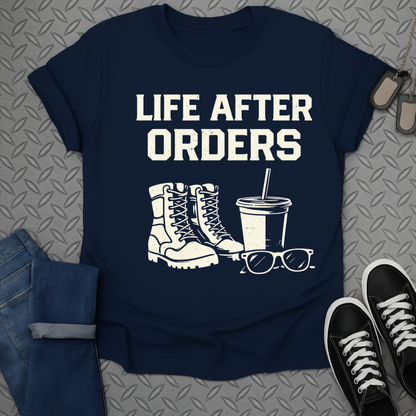 Life After Orders Boots Coffee and Sunglasses Shirt