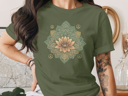 Mandala Floral Print Graphic Peace Sign T-shirt product type