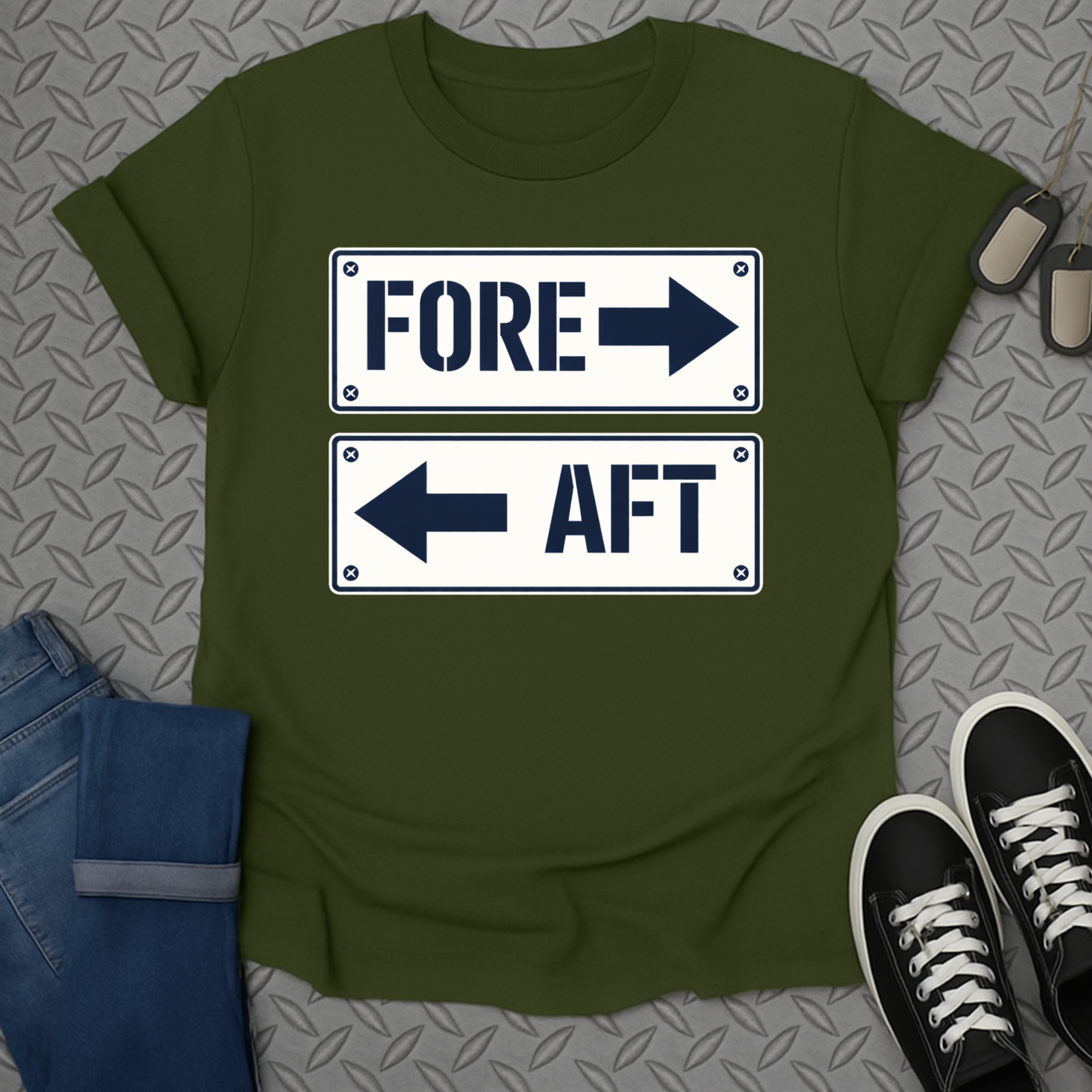 Fore Aft Directional Arrows Graphic T-shirt