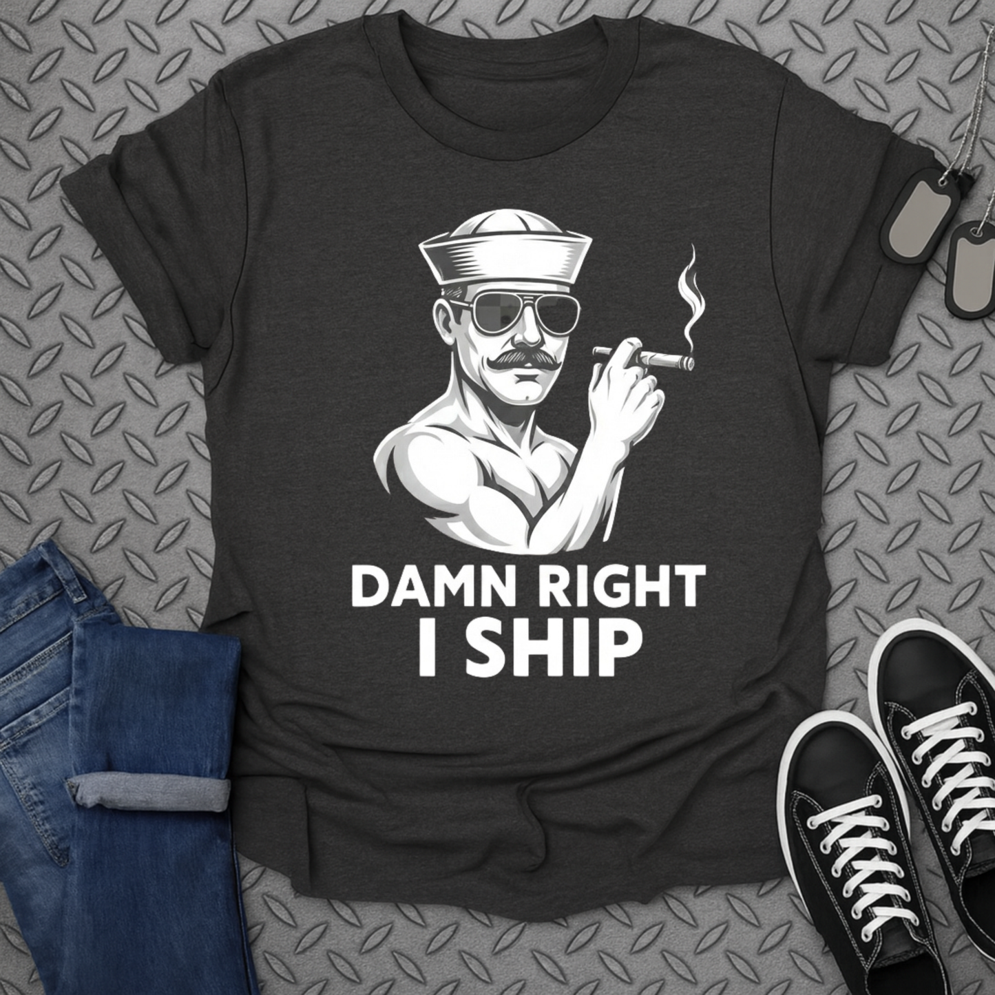 Damn Right I Ship T-Shirt with Cool Graphic Design