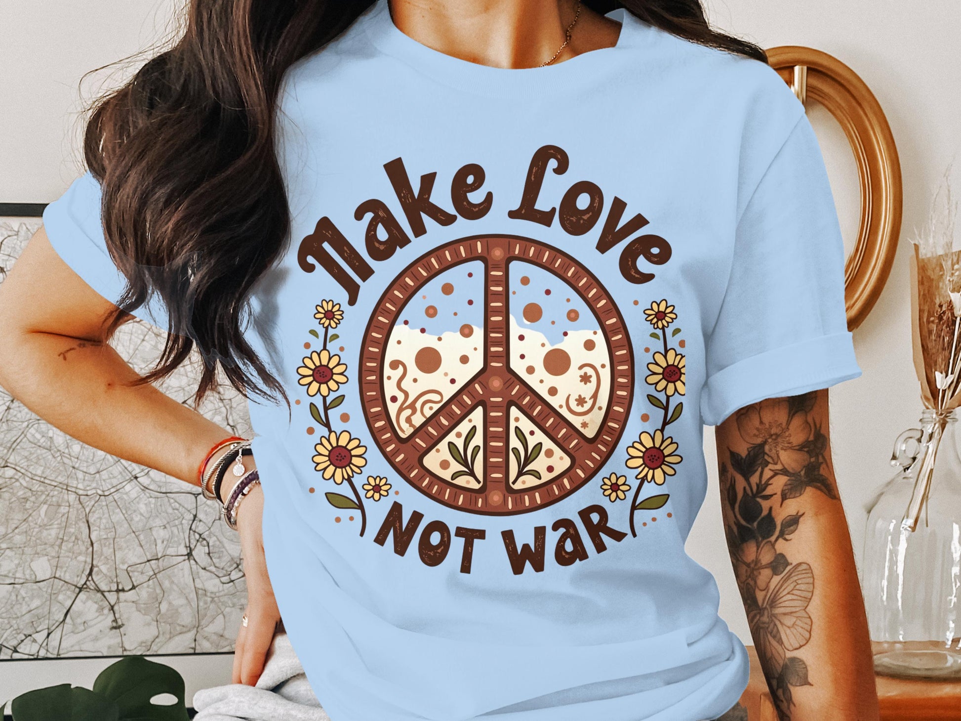 Make Love Not War Peace Symbol Graphic Tee product type