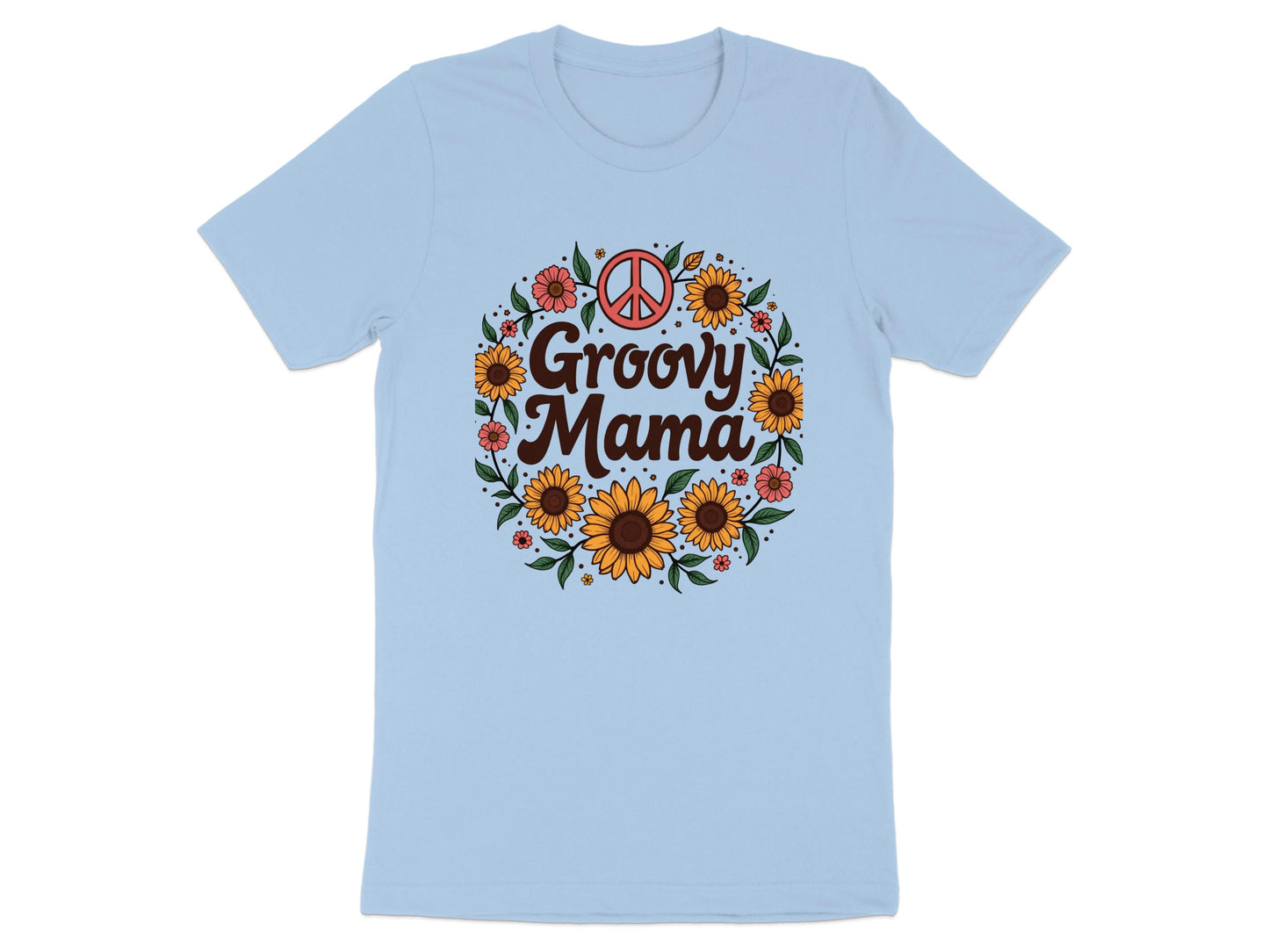 Groovy Mama T-Shirt with Peace Sign and Flowers product type