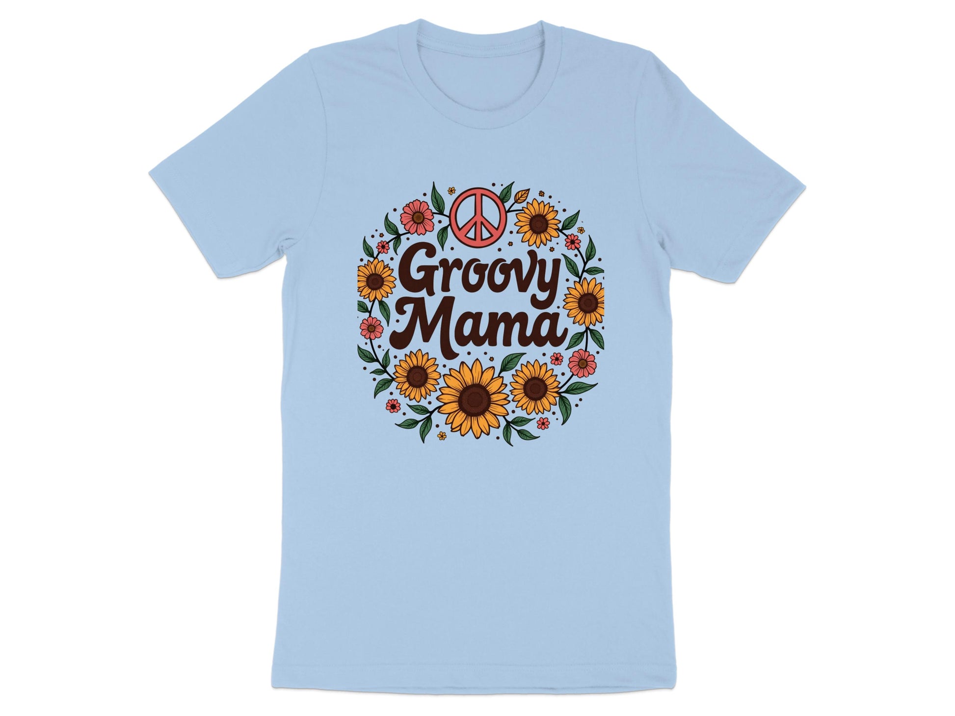 Groovy Mama T-Shirt with Peace Sign and Flowers product type