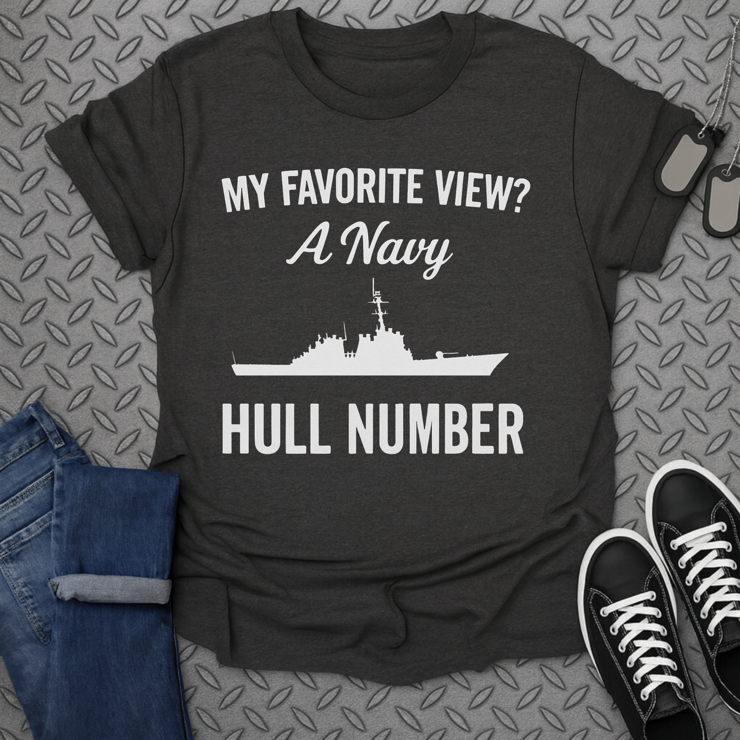 my favorite view a navy hull number tshirt
