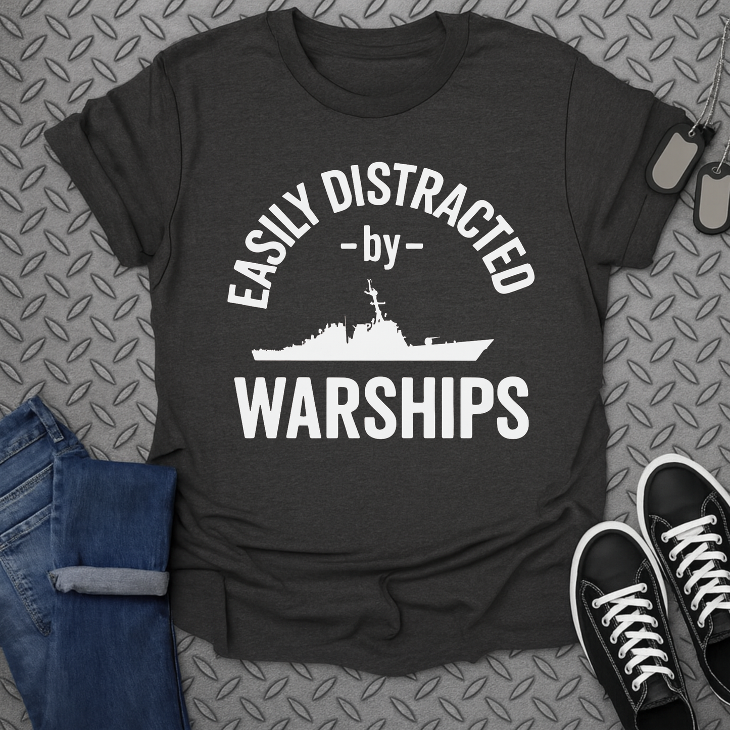 easily distracted by warships tshirt