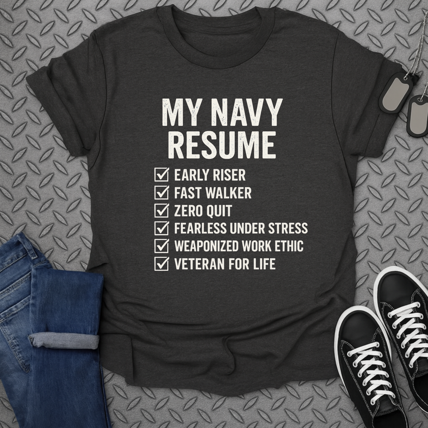 my navy resume tshirt