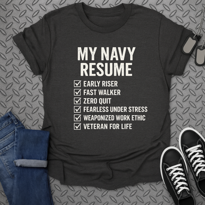 my navy resume tshirt