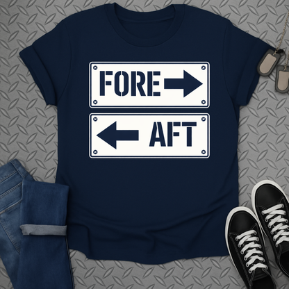 Fore Aft Directional Signs Graphic T-Shirt