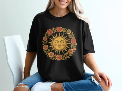 Sun and Floral Design Graphic Tee product