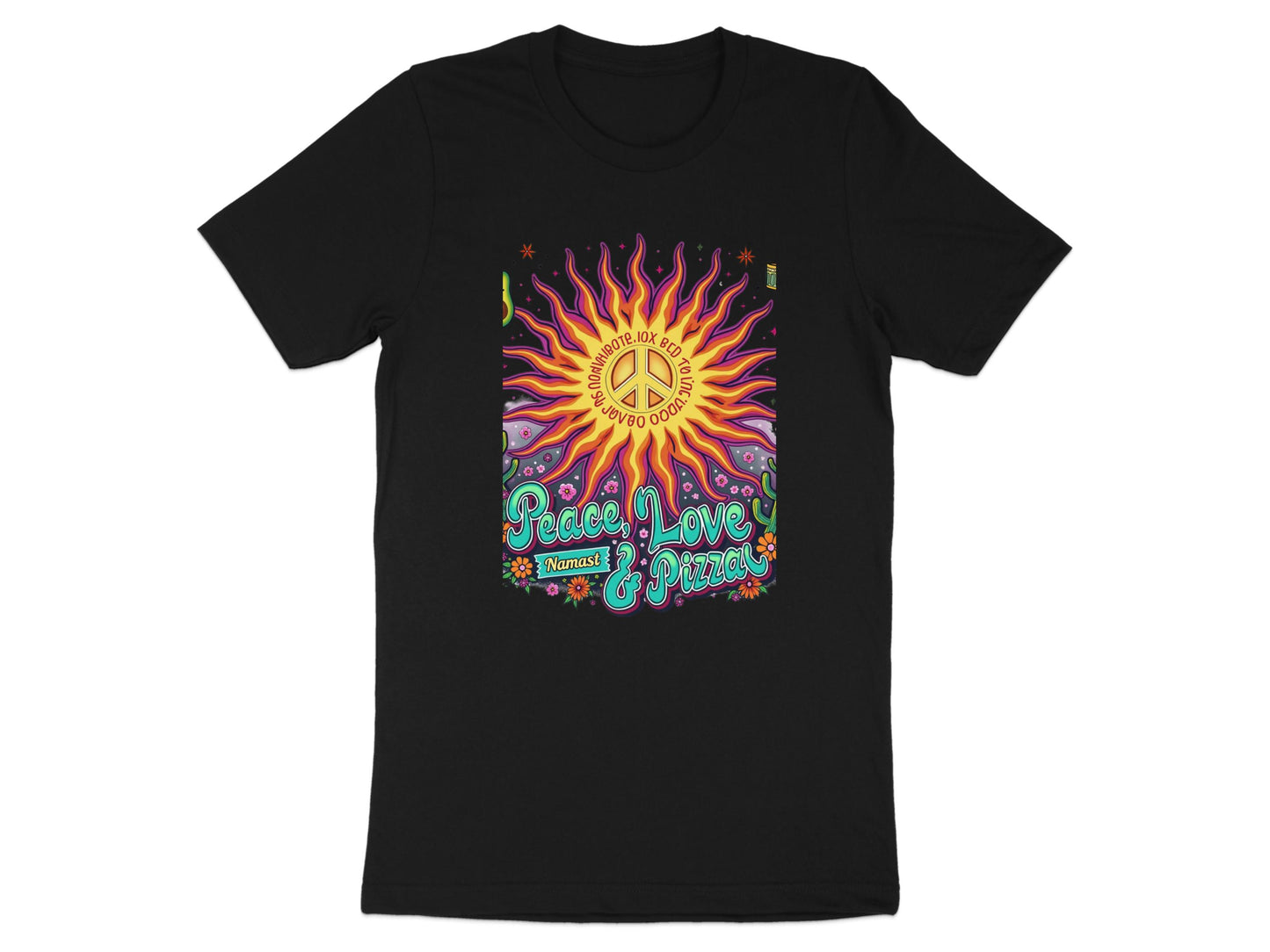 Vibrant Peace Love Pizza Novelty T-shirt product type