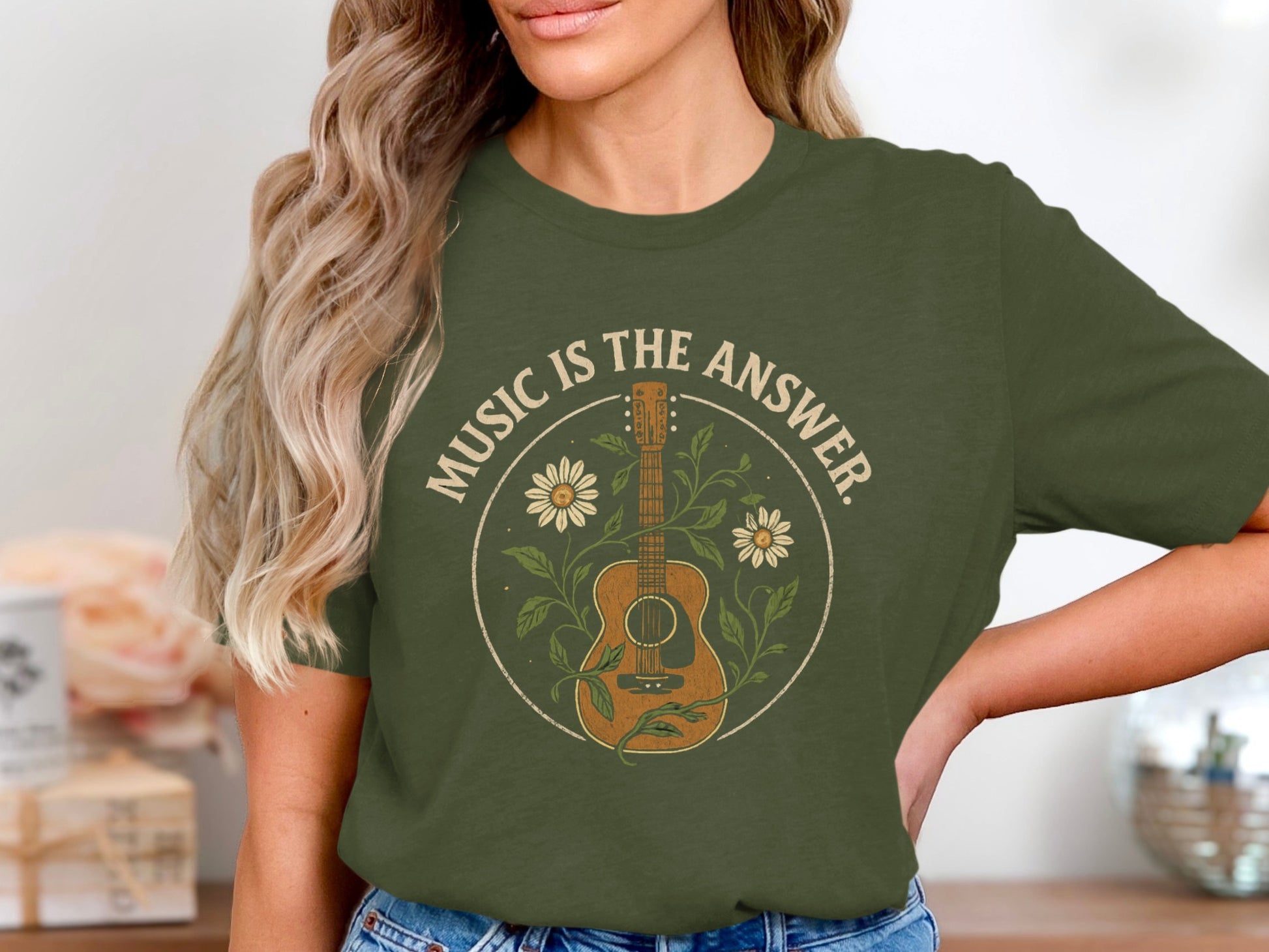 Music Is The Answer Guitar Art Graphic Tee product