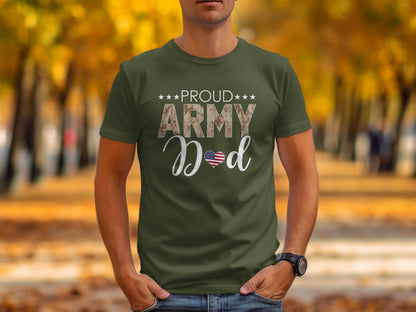 Proud Army Dad Heart American Flag T-shirt