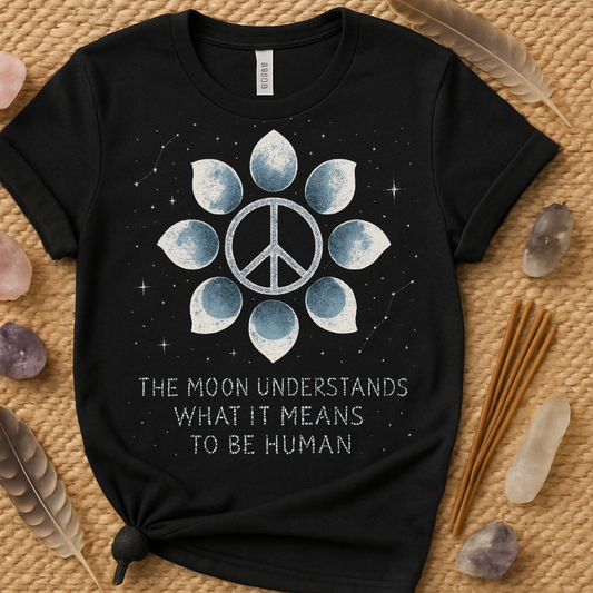 The Moon Understands Peace Symbol Graphic Tee product
