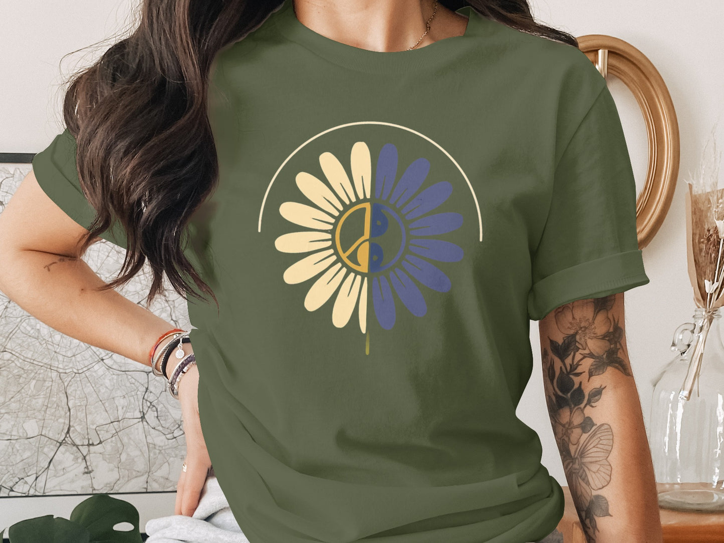 Peace Symbol Flower Design Stylish T-shirt product type