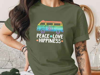 Peace Love Happiness Retro Van Graphic Shirt