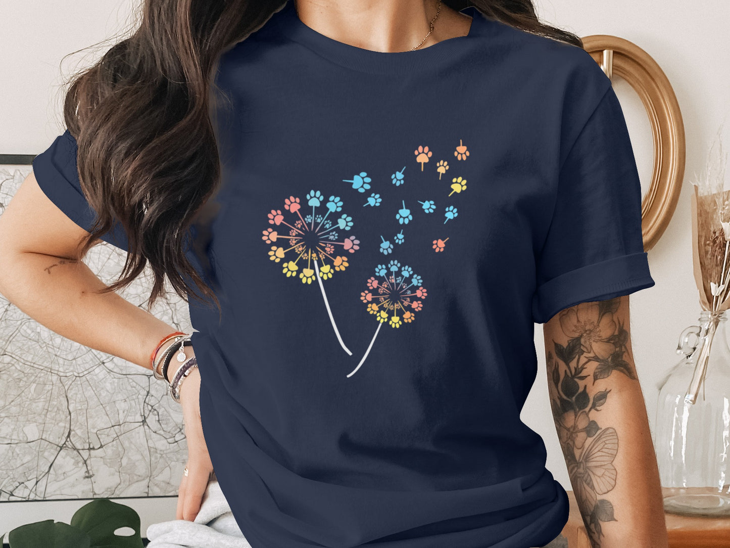Colorful Paw Print Dandelion Graphic T-shirt product