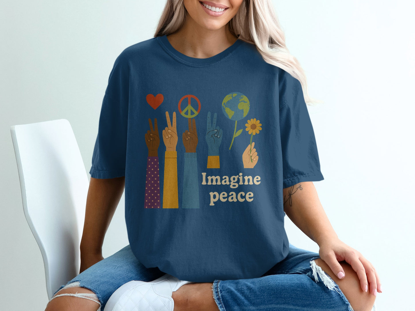 Imagine Peace Colorful Graphic Tee product type