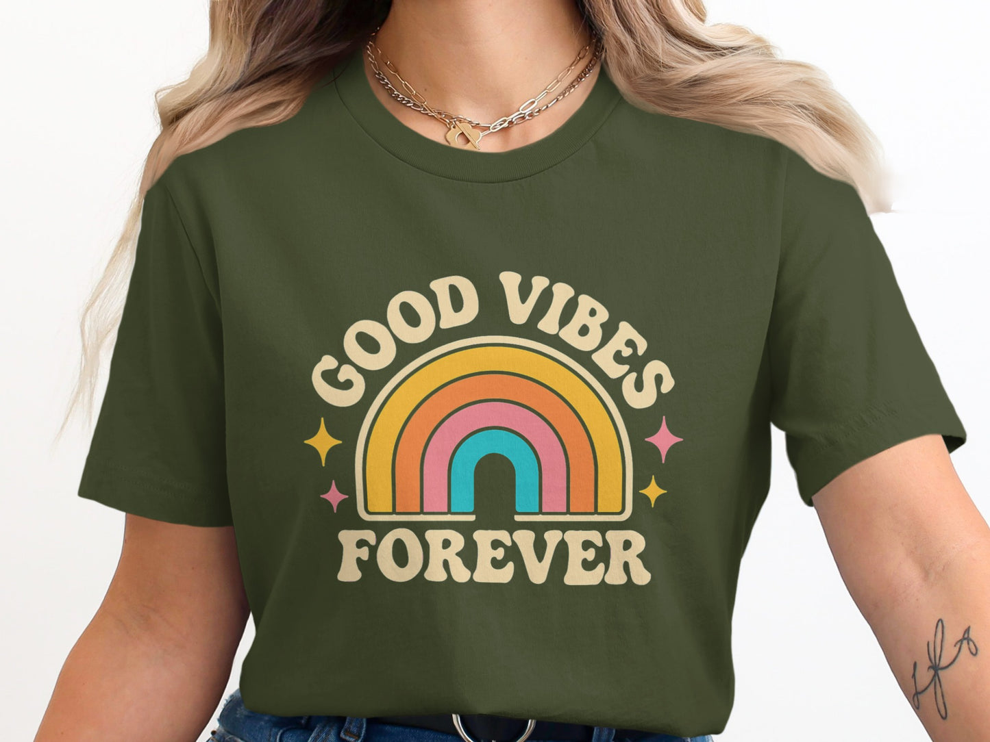 Good Vibes Forever Rainbow Graphic T-Shirt product type