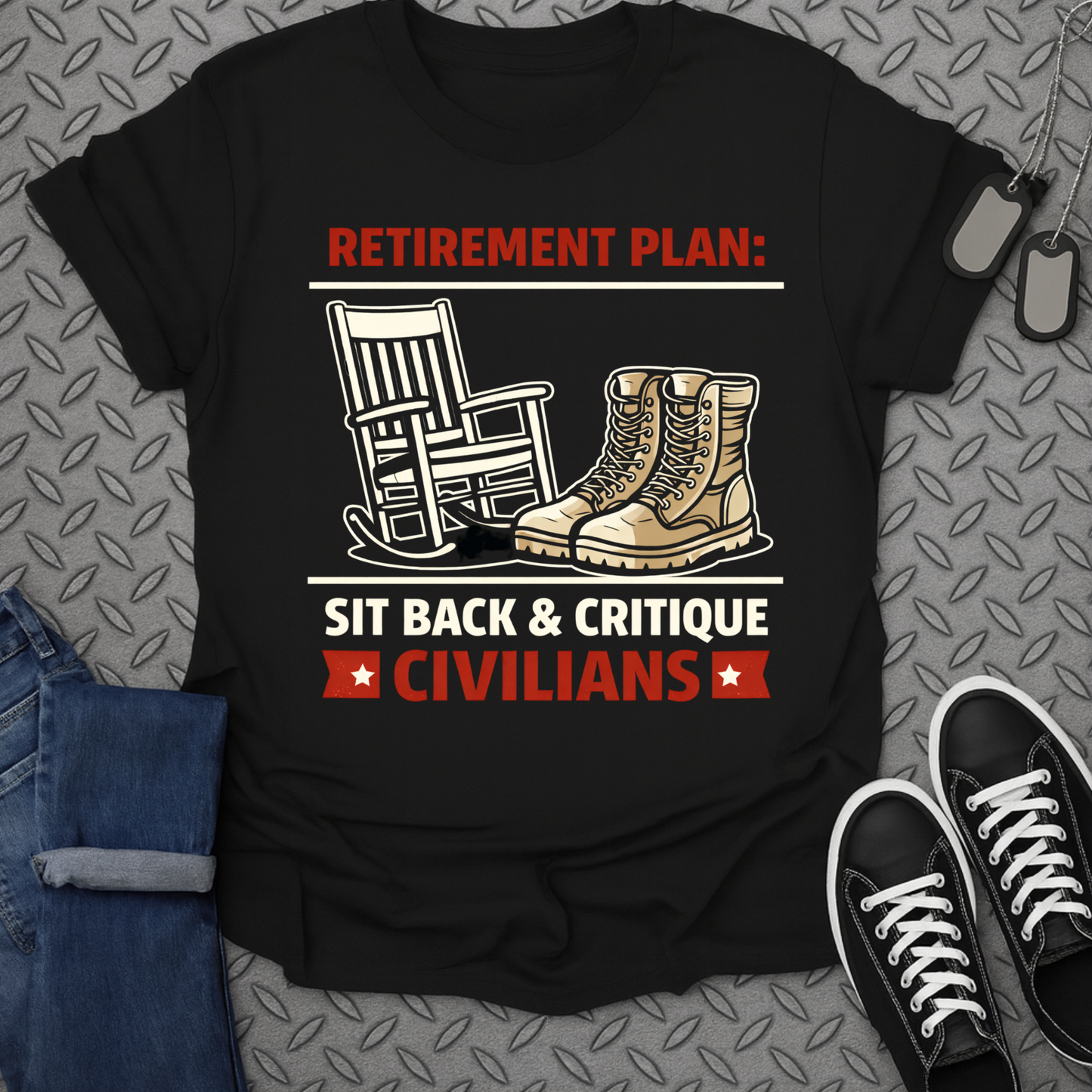 Retirement Plan Sit Back Critique Civilians T-shirt