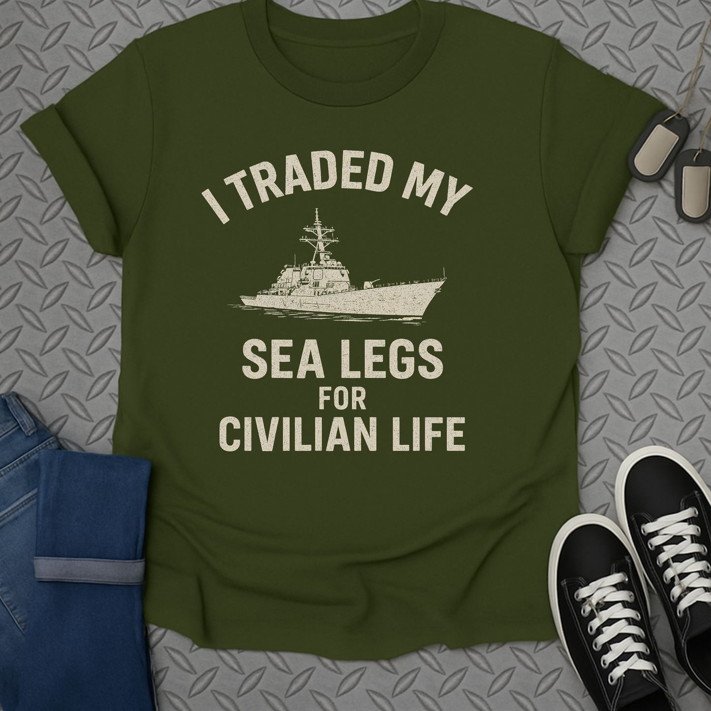 i traded my sea legs for civilian life tshirt