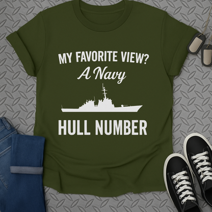 my favorite view a navy hull number tshirt