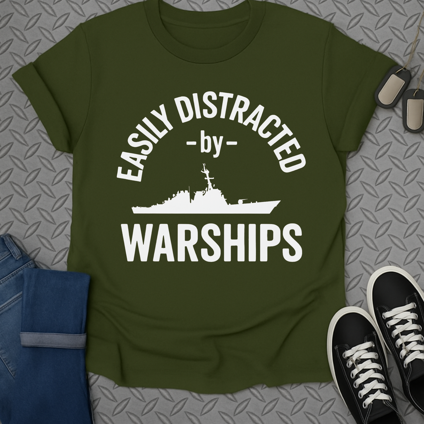 easily distracted by warships tshirt