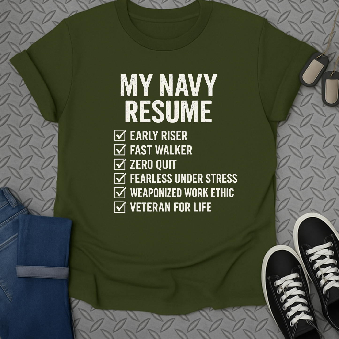 my navy resume tshirt