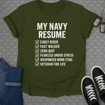 my navy resume tshirt