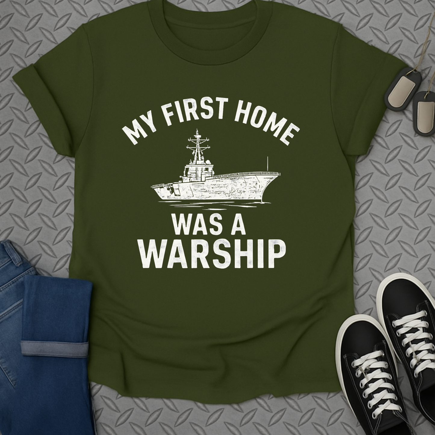 my first home was a warship tshirt