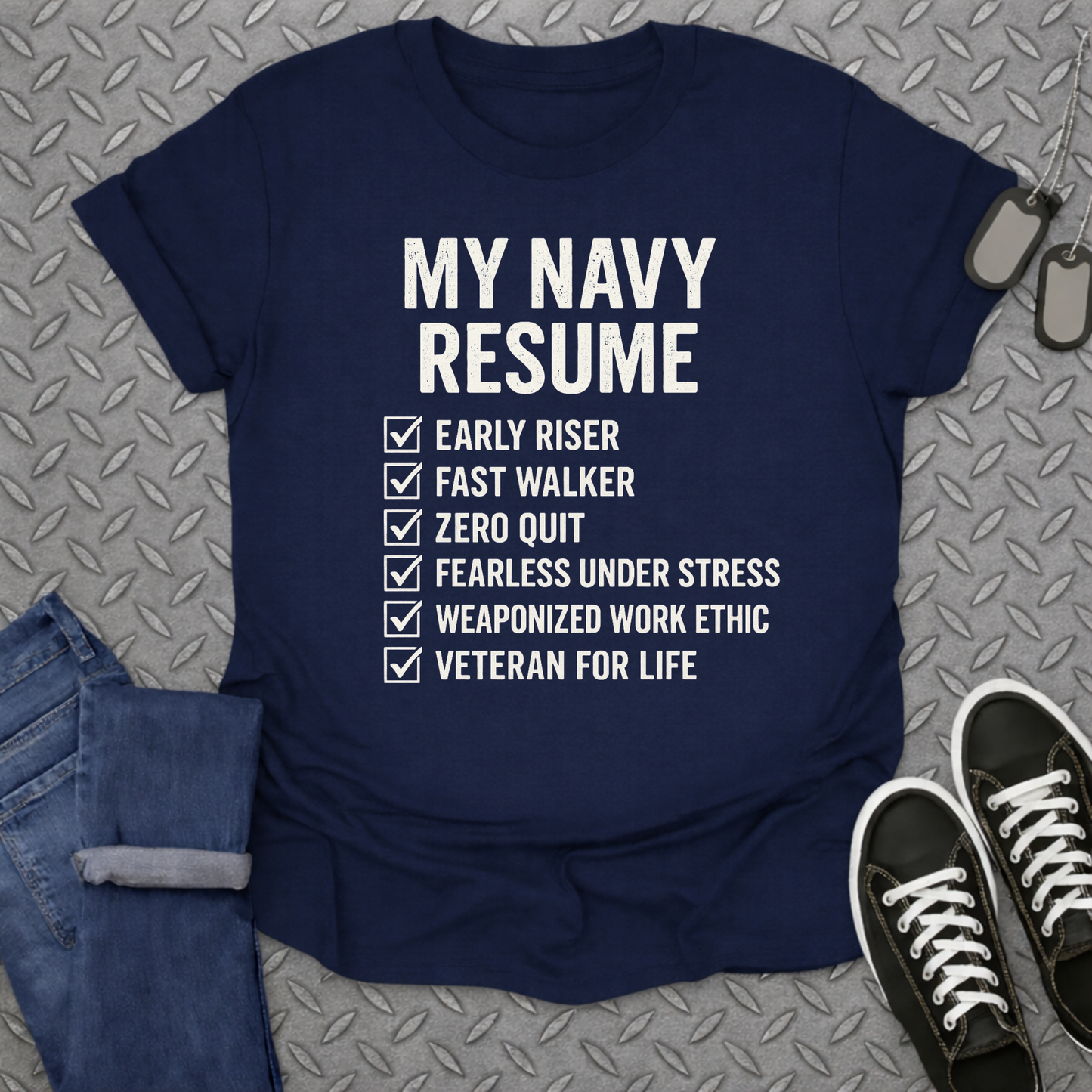 my navy resume tshirt