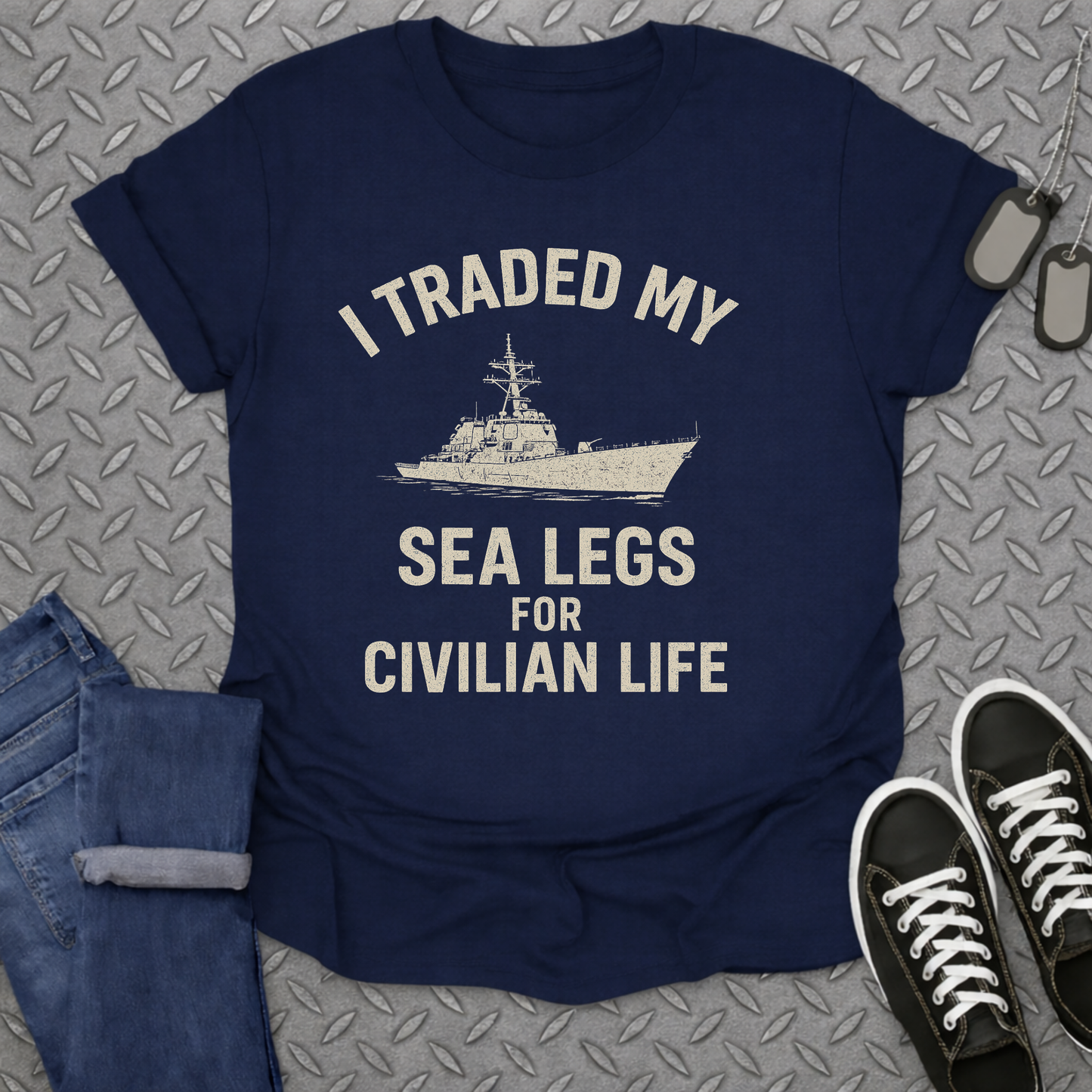 i traded my sea legs for civilian life tshirt