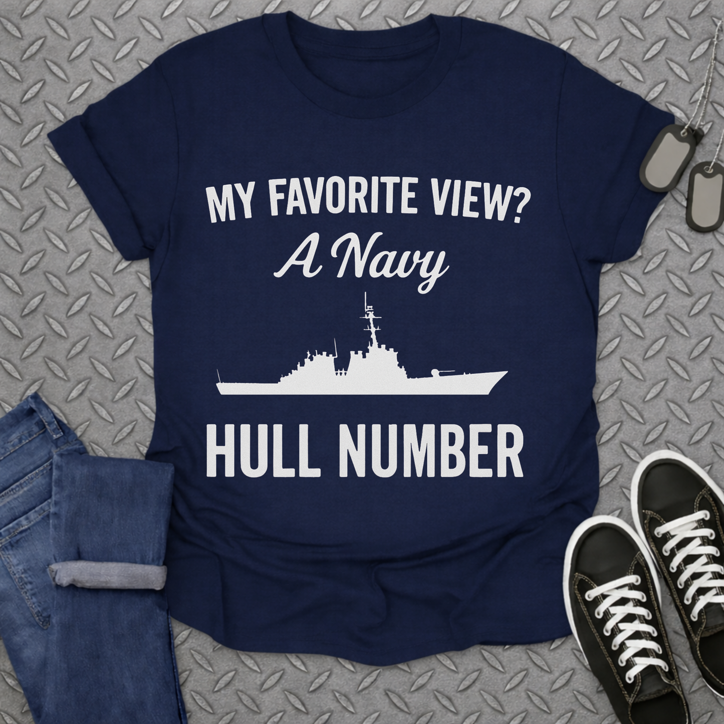 my favorite view a navy hull number tshirt