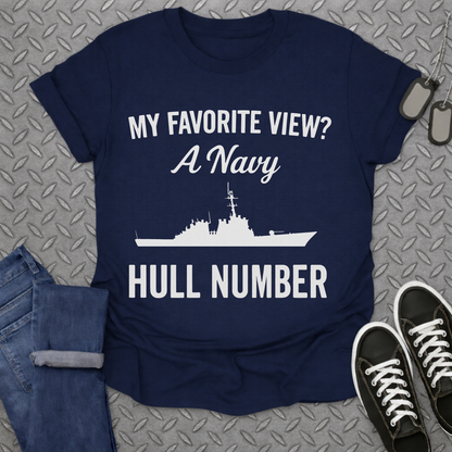 my favorite view a navy hull number tshirt