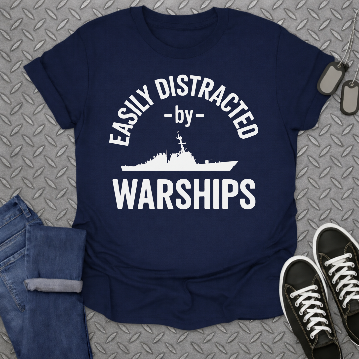 easily distracted by warships tshirt