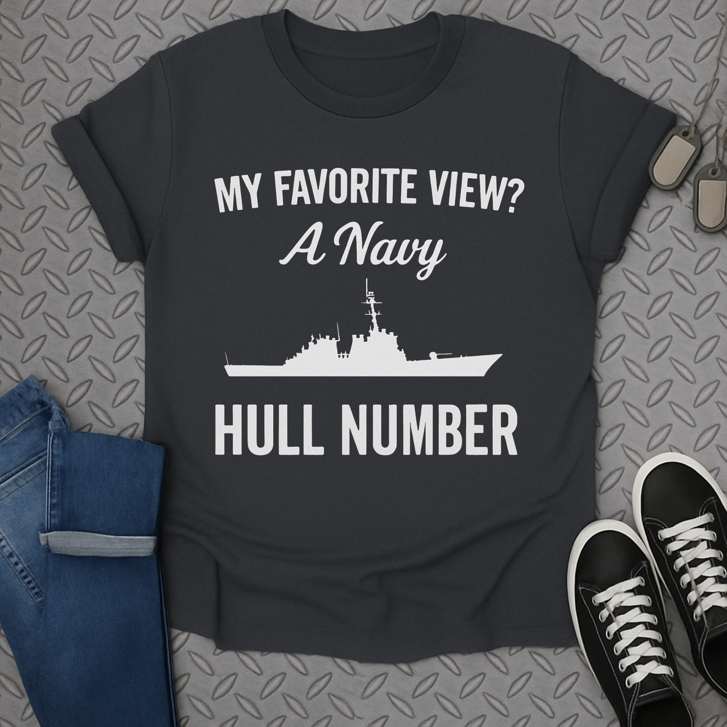 my favorite view a navy hull number tshirt