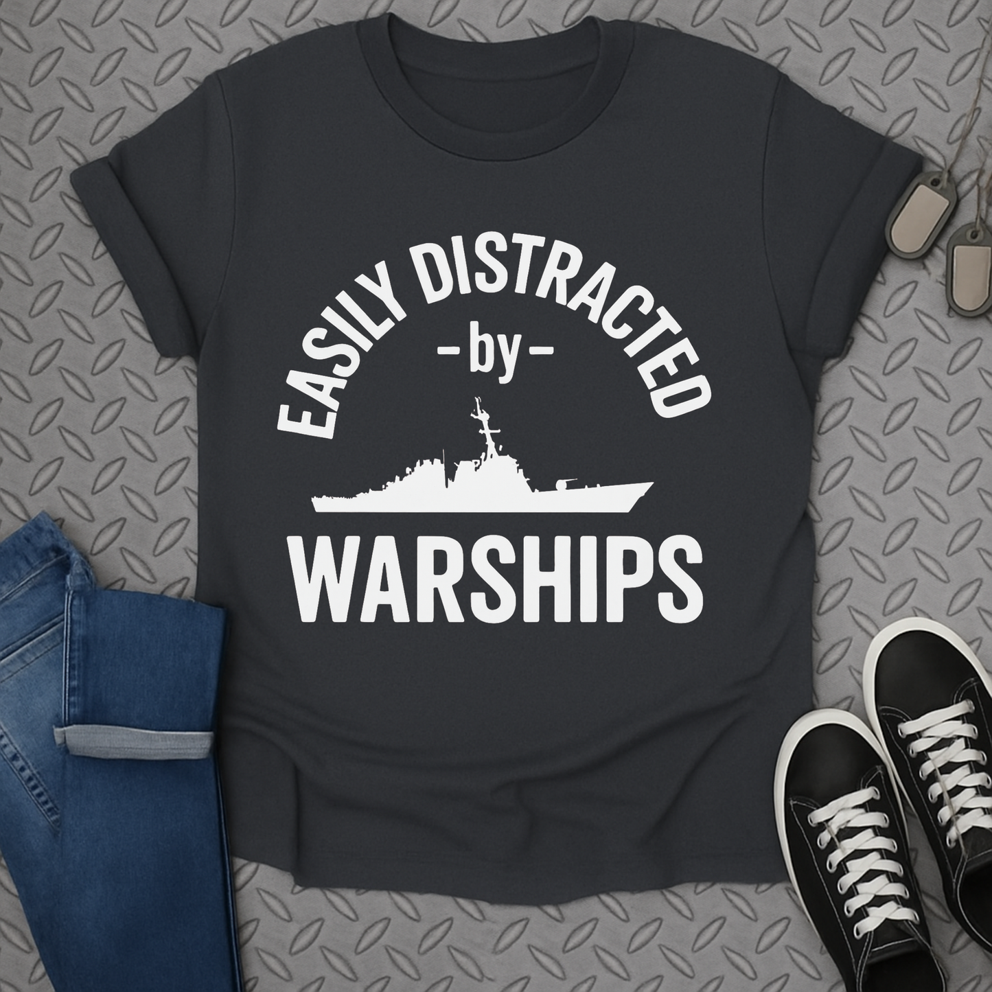 easily distracted by warships tshirt