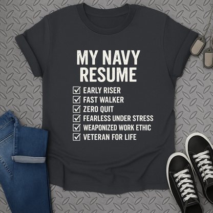 my navy resume tshirt