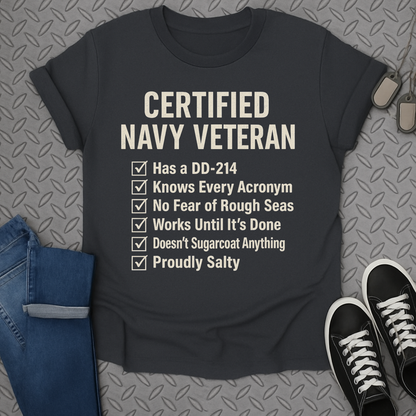 certified navy veteran tshirt