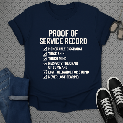 proof of service record tshirt