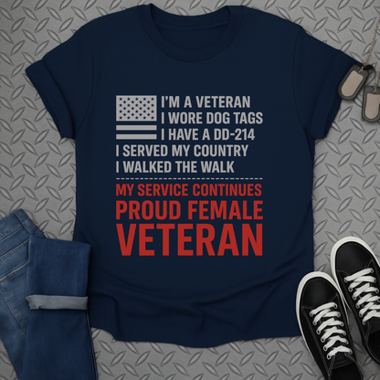 proud female veteran tshirt