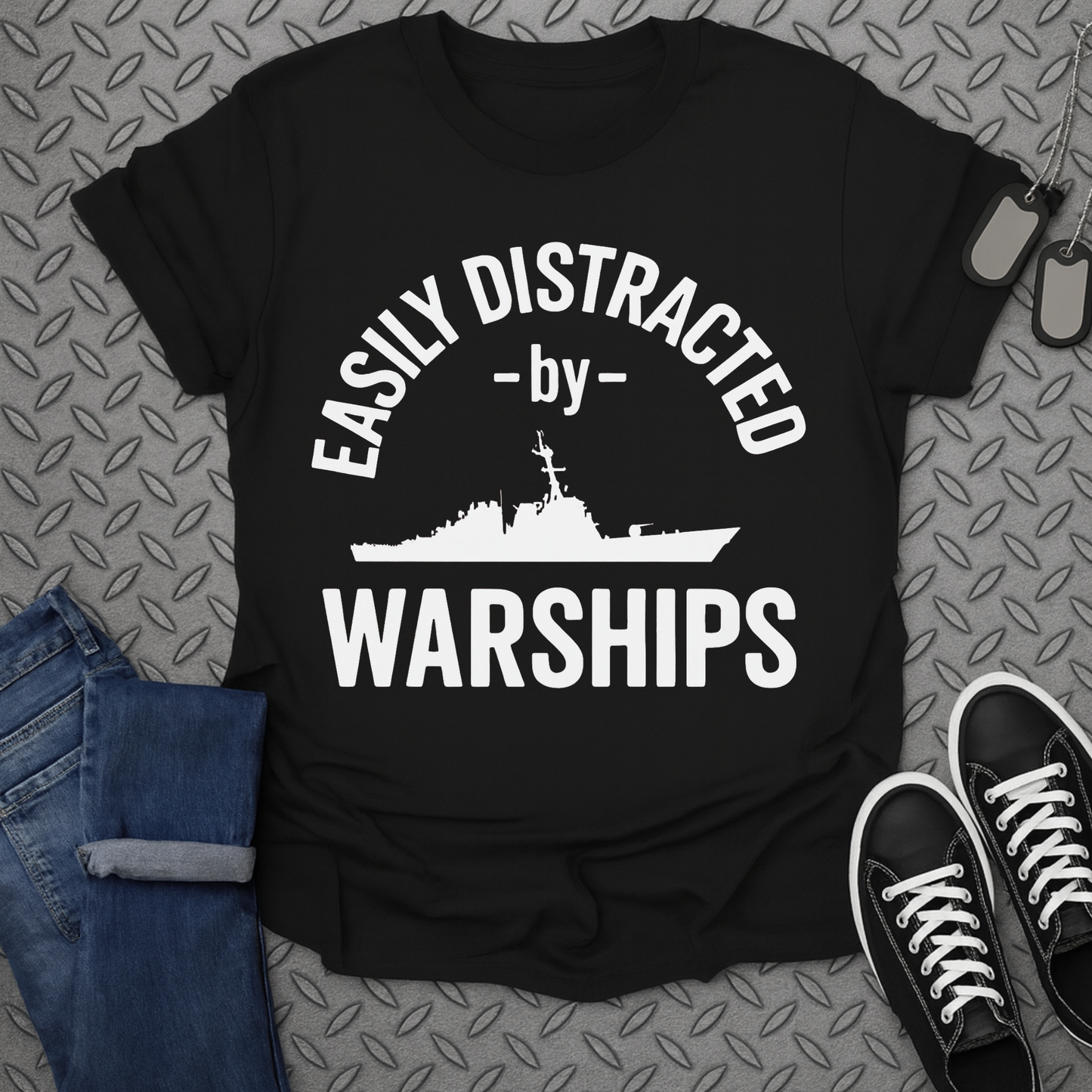 easily distracted by warships tshirt