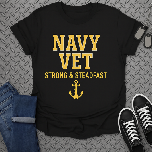 navy vet strong & steadfast tshirt