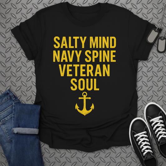 salty mind navy spine tshirt