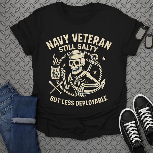 navy veteran still salty but less deployable tshirt