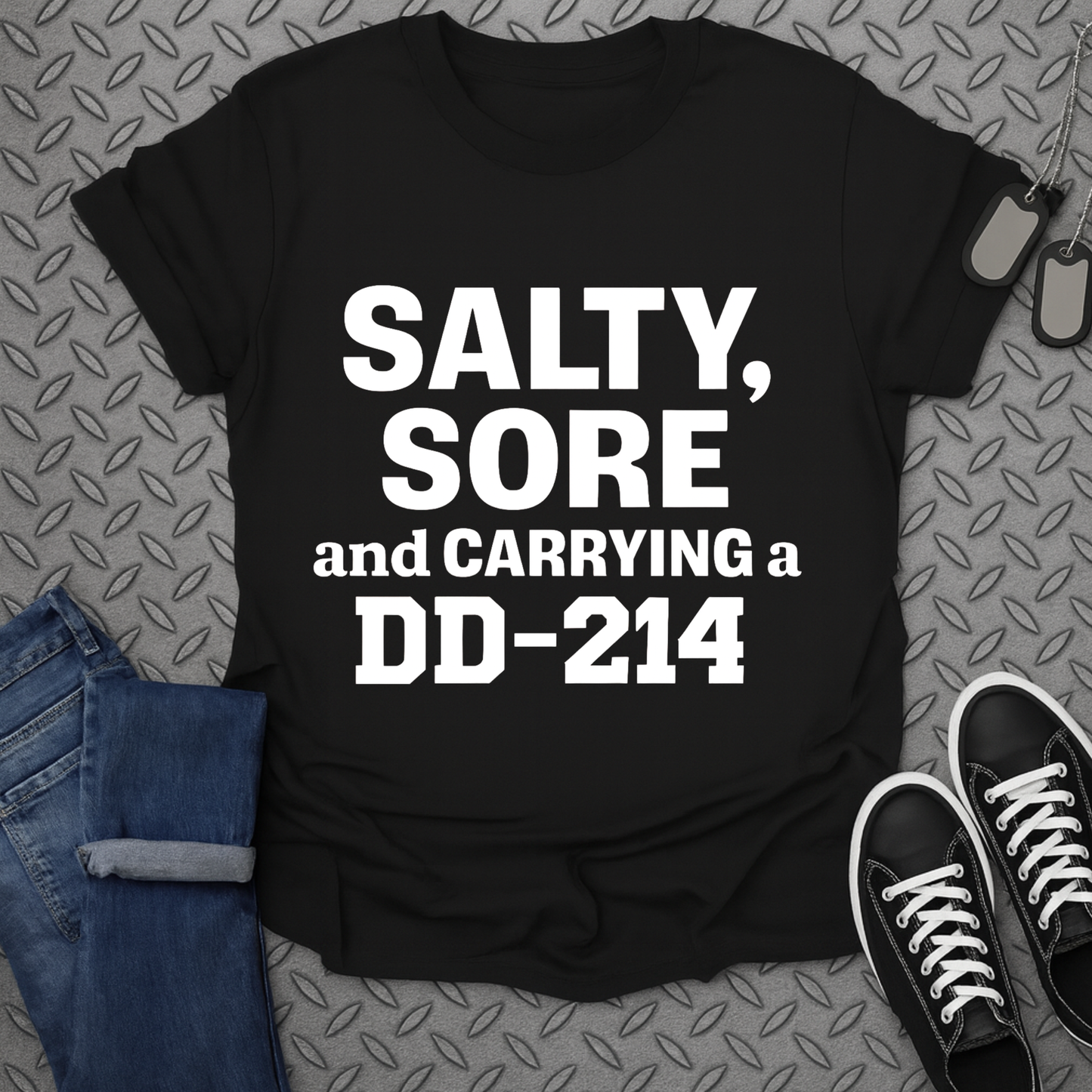 salty sore and carrying a dd-214 tshirt