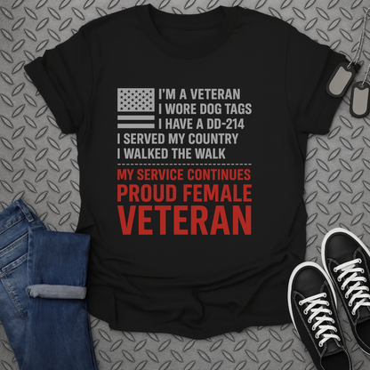 proud female veteran tshirt