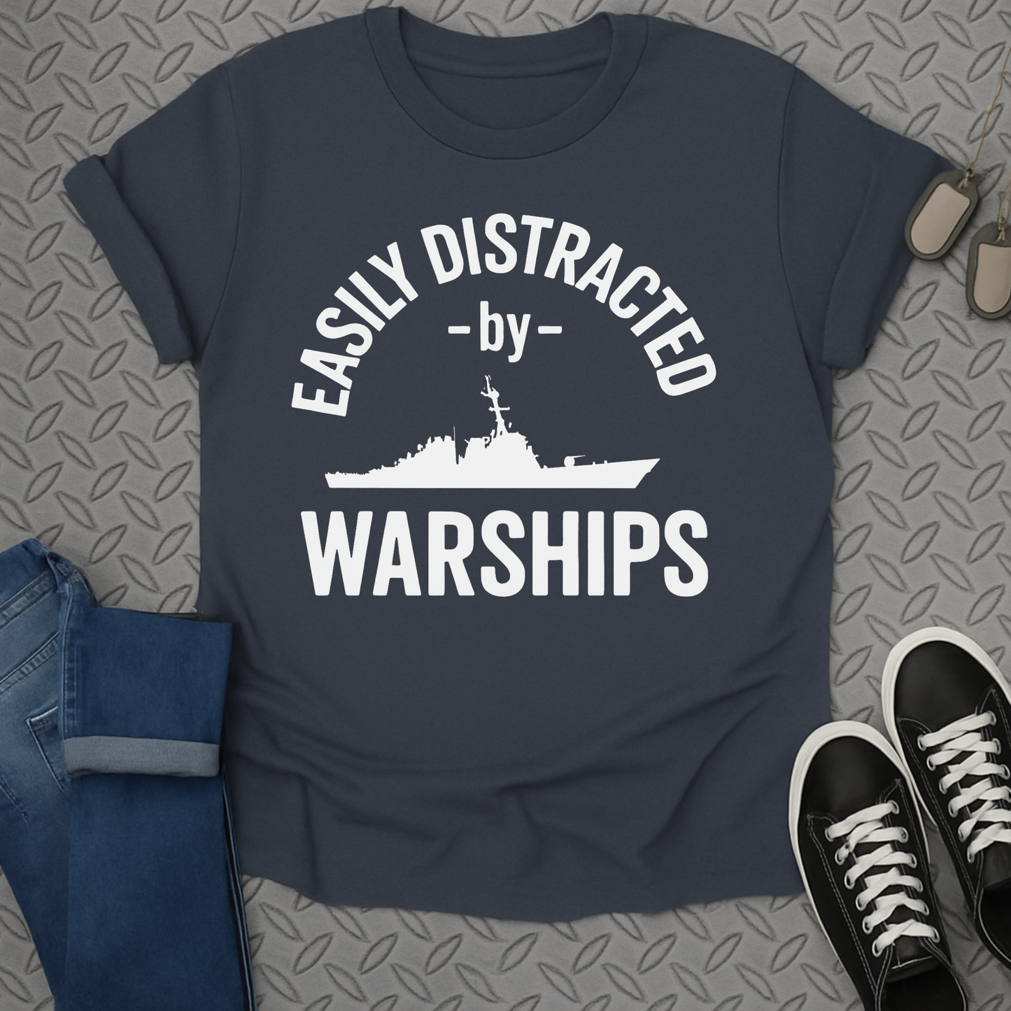 easily distracted by warships tshirt